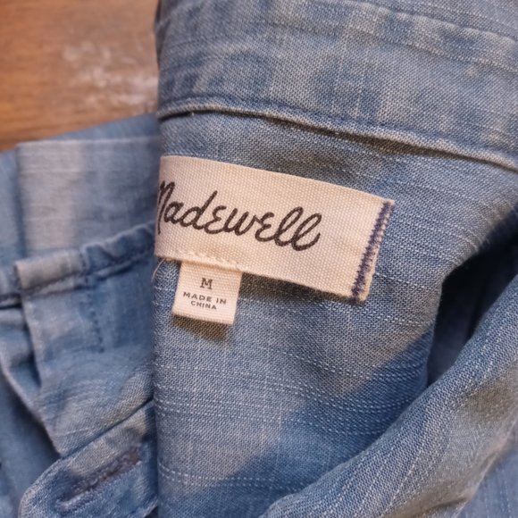Madewell Women's Blue Button Down Shirt - Picture 7 of 15